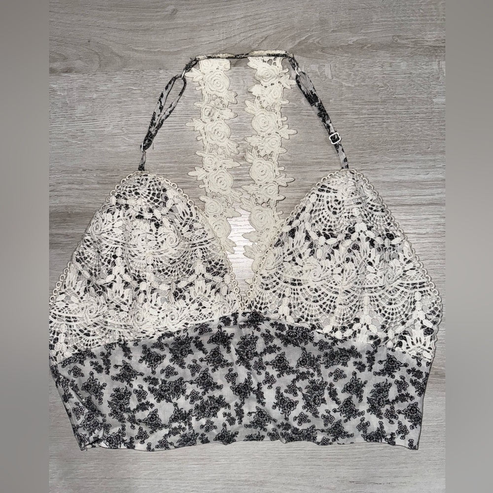 Lace floral crop top